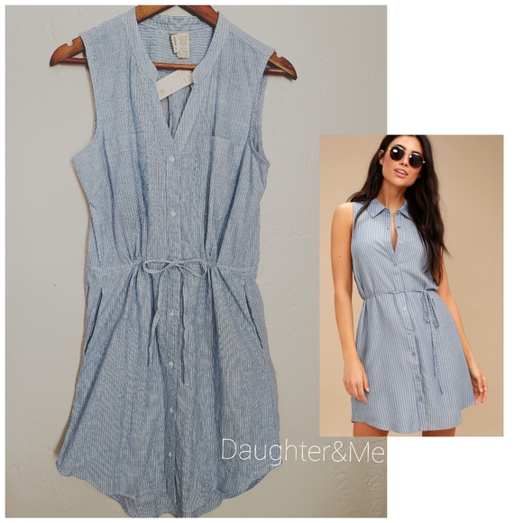 Dresses & Skirts - New! Striped blue and white dress size large.